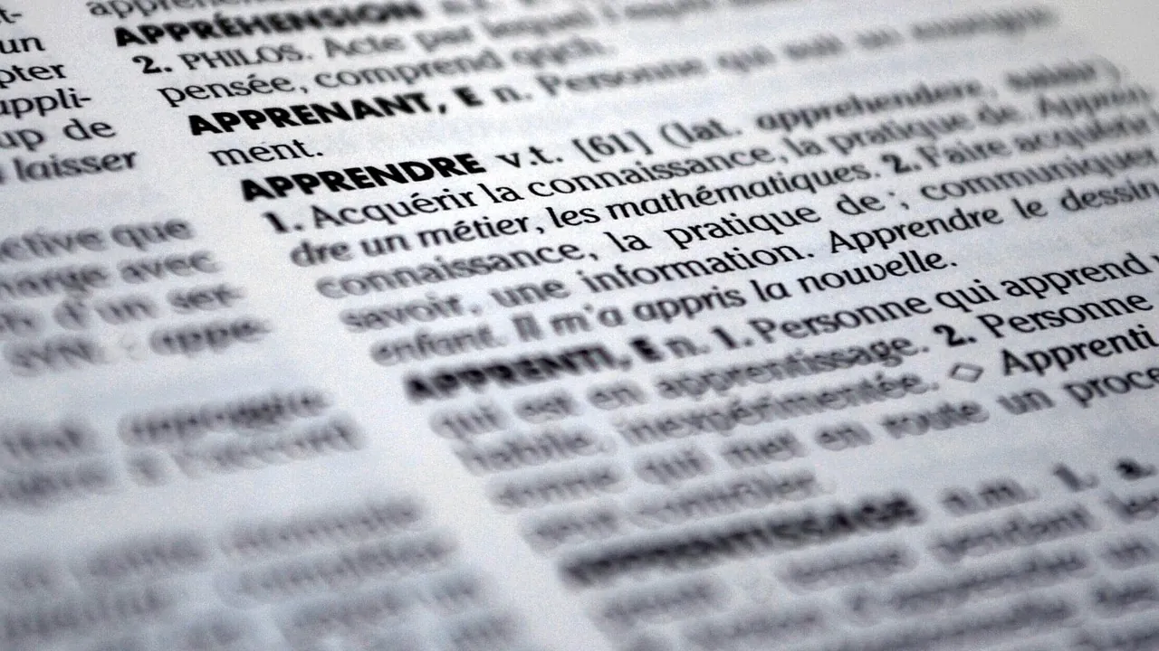 Page de dictionnaire français ouverte sur une définition